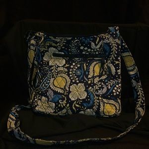 Vera Bradley Hipster Crossbody; Ellie Blue Print; Yellow and Blue